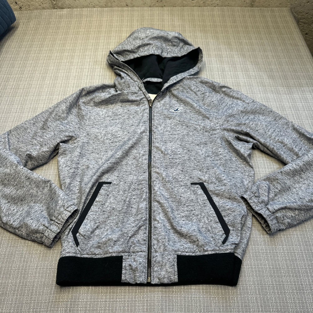 Hollister Windbreaker Jacket Mens Large‎ Gray Skater Grunge Casual